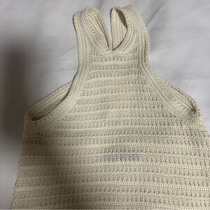 Mango Cream Ribbed Knit Pullover sleeveless